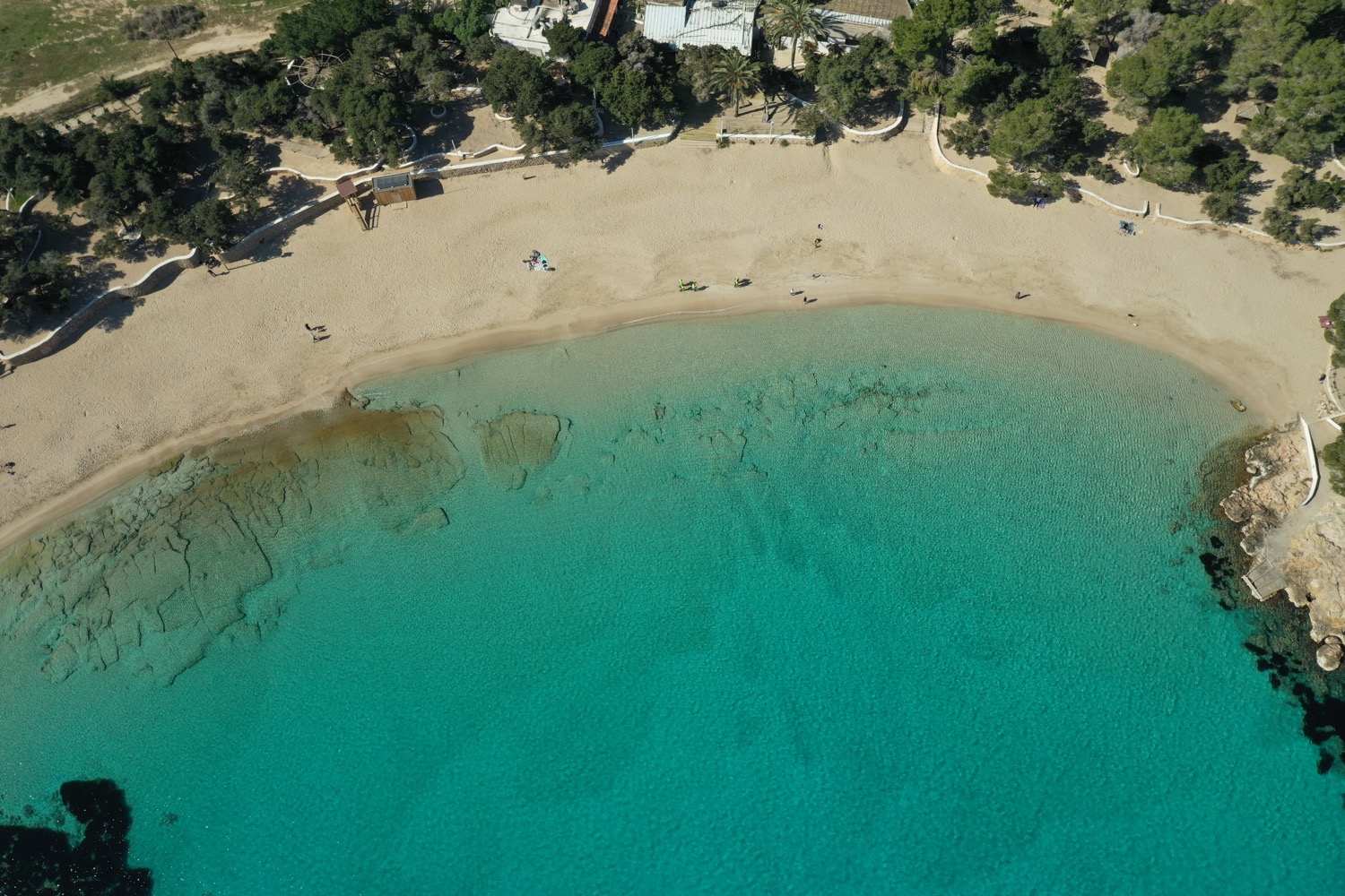 Panorámica de Cala Bassa en Ibiza