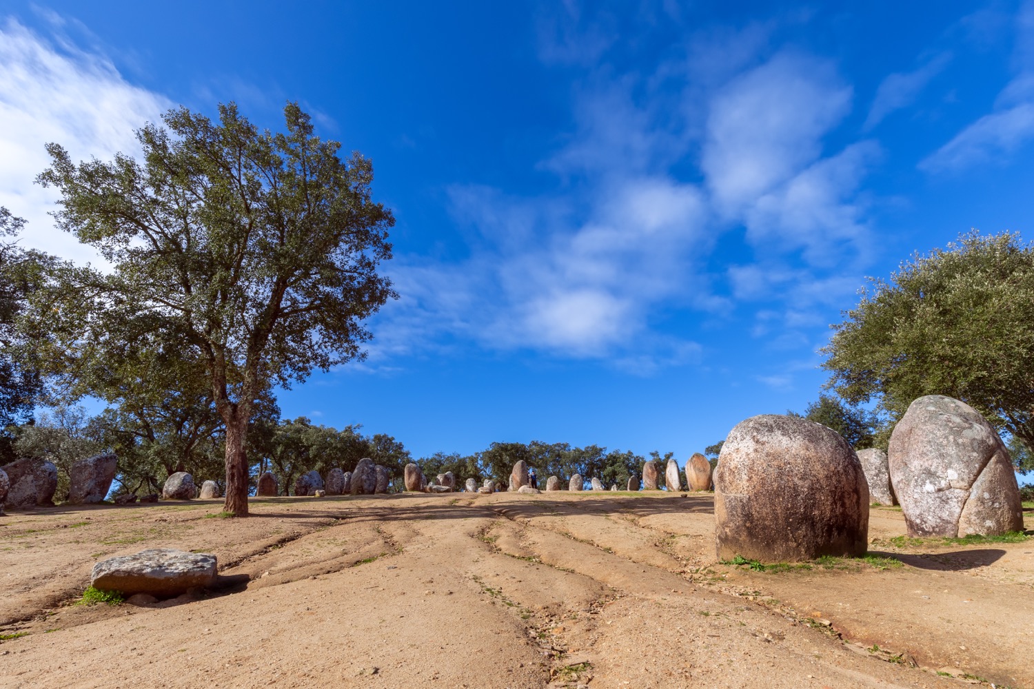 Vista panorámica del cromlech de los almendros en evora